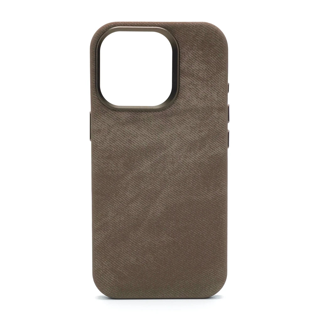 Luxury Metal Lens Magnetic Fiber Leather İPhone Case - iPhone 16 Series