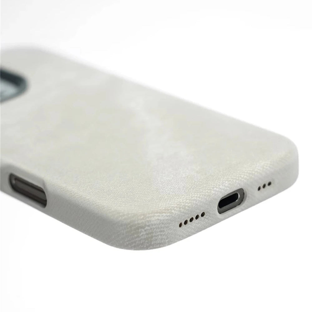 Luxury Metal Lens Magnetic Fiber Leather İPhone Case - iPhone 16 Series
