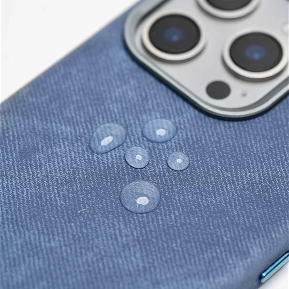 Luxury Metal Lens Magnetic Fiber Leather İPhone Case - iPhone 16 Series