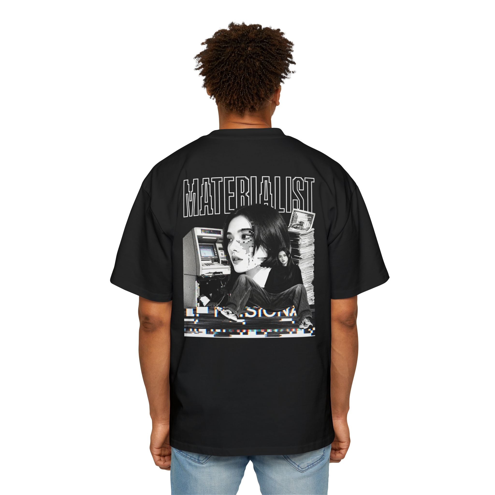 Materialist Graphic Tee — Oversized Black Men’s T‑Shirt